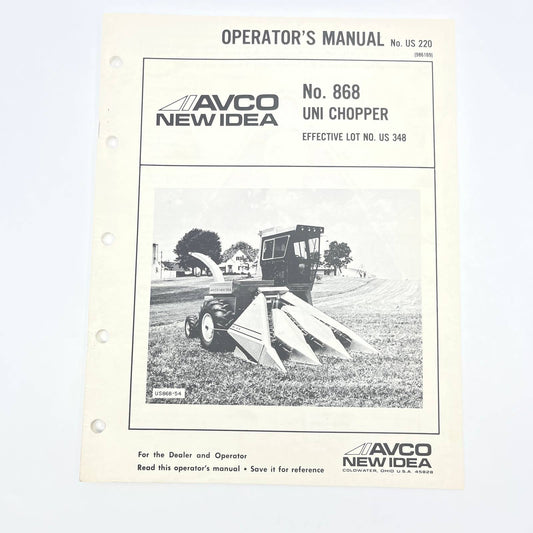 Original 1982 New Idea Operator's Manual 868 Uni Chopper US868-54 TB9