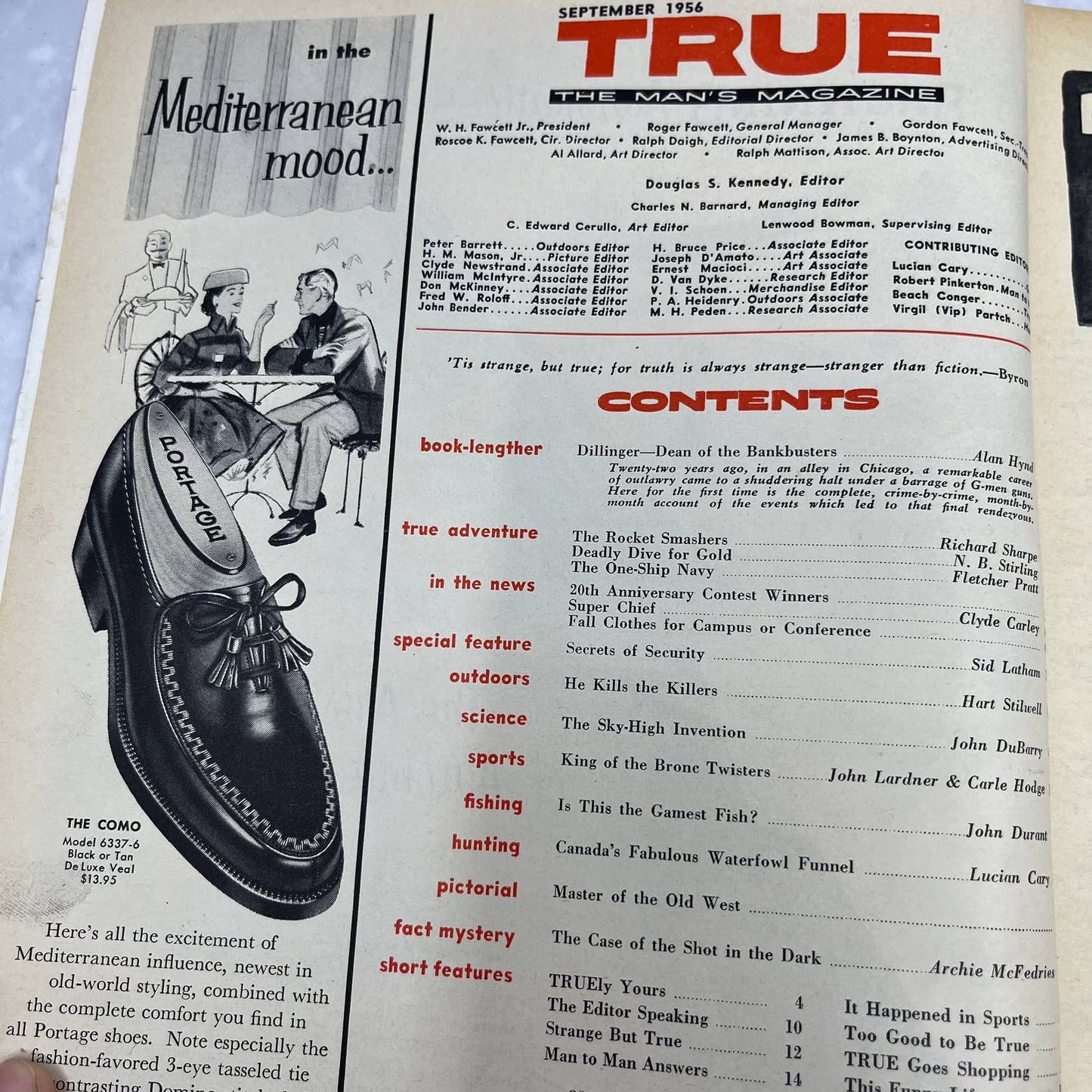 True Man's Magazine Sept 1956 Dillinger's Career in Crime Western Paintings TJ3