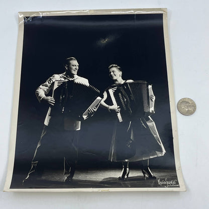 1950s Music Man and Woman Playing Accordion Photograph 8x10" AB7