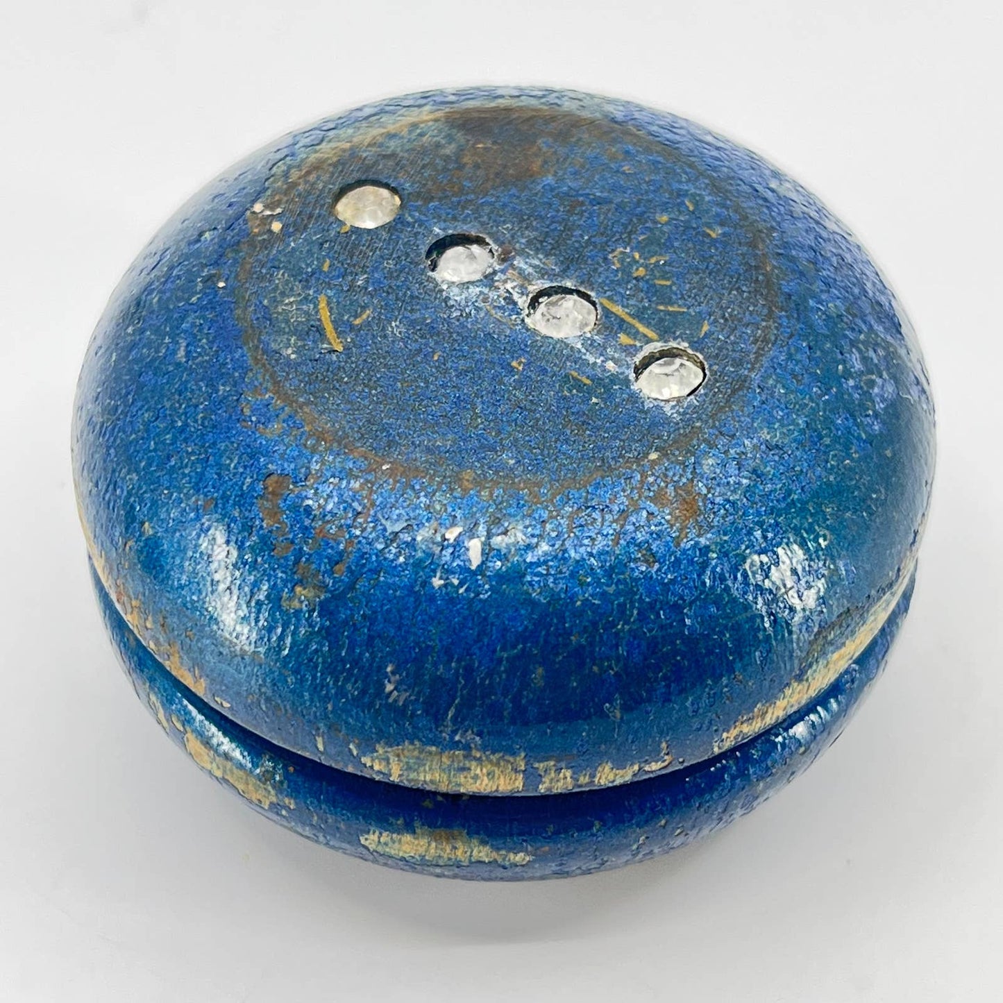 Vintage Duncan Jeweled Wooden Yo-Yo Blue w/ Rhinestones TE3-2