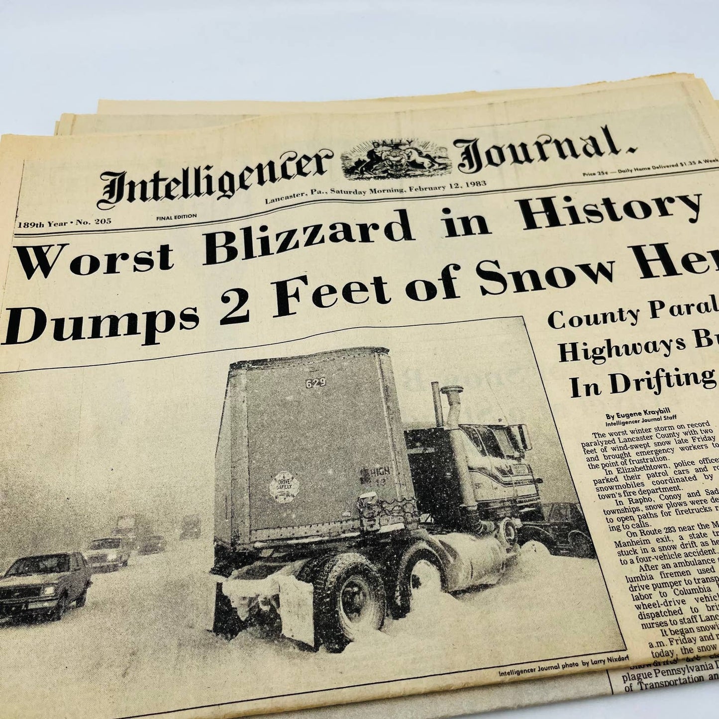 Vintage Lot of Newspapers Detailing Lancaster PA Blizzards 1983-1996 BA2