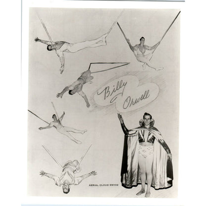 Vintage 8x10 Promo Photograph Billy Orwell Aerial Cloud Swing Circus Acrobat AD4