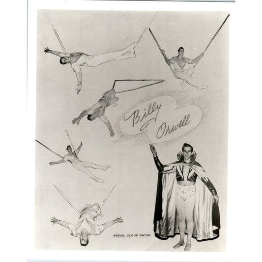 Vintage 8x10 Promo Photograph Billy Orwell Aerial Cloud Swing Circus Acrobat AD4