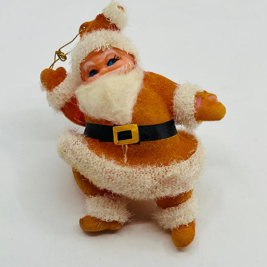 Vintage Celluloid Felt Flocked Santa Claus Christmas Tree Ornament 4" TH9-1