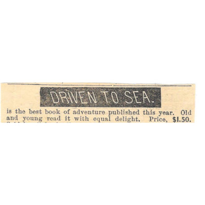 Driven to Sea - Horace B. Fuller - Ad 1878 Original TJ7-L2-3