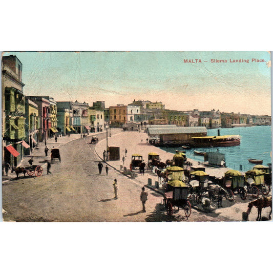 Malta Sliema Landing Place c1910 Original Postcard TK1-20