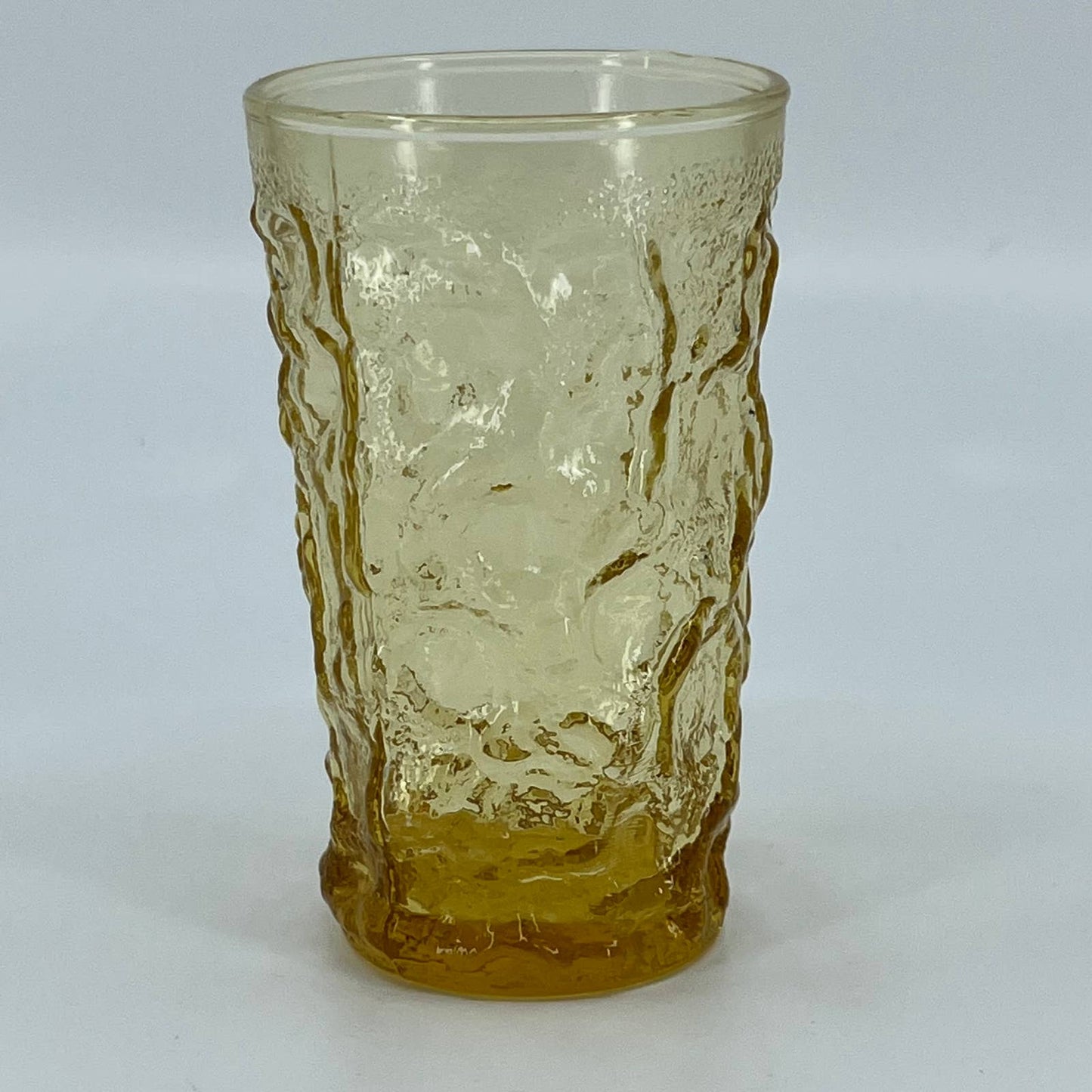 1970s Anchor Hocking Lido Milano Honey Gold Crinkle Juice Glass Tumbler 4” TB5