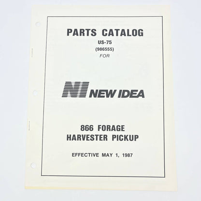 Original 1987 New Idea Operator's Manual US-75 866 Forage Harvester Pickup TB9