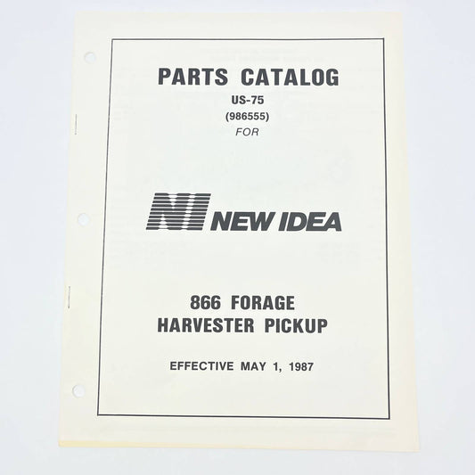 Original 1987 New Idea Operator's Manual US-75 866 Forage Harvester Pickup TB9