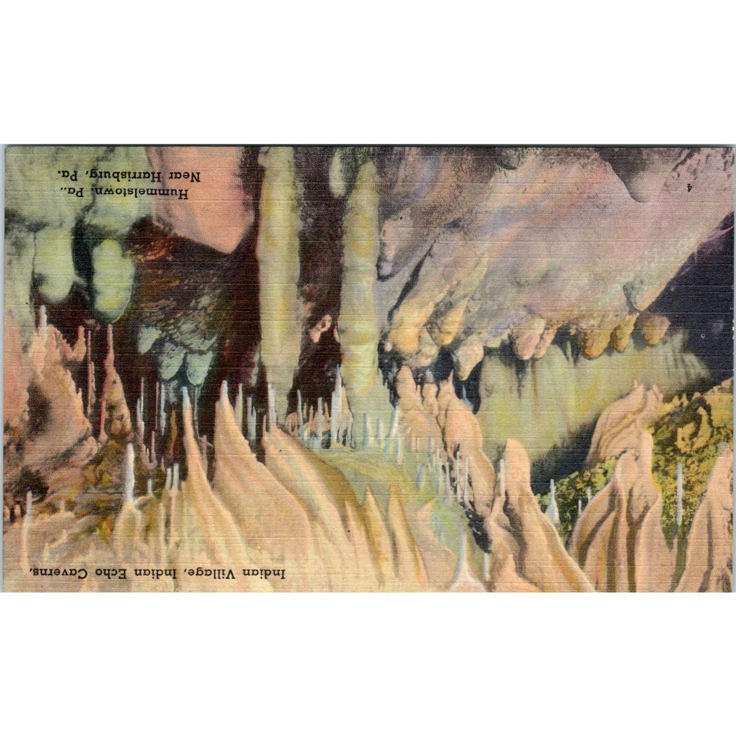 Vintage Postcard Indian Village Indian Echo Cavern Hummelstown PA TD9-P1