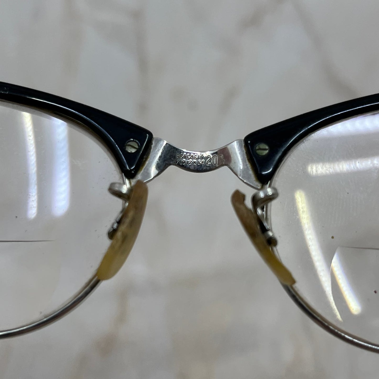1950s Artcraft 4 1/2-5 3/4 Aluminum 12k GF Cat Eye Eyeglasses Frames TJ9G1-3