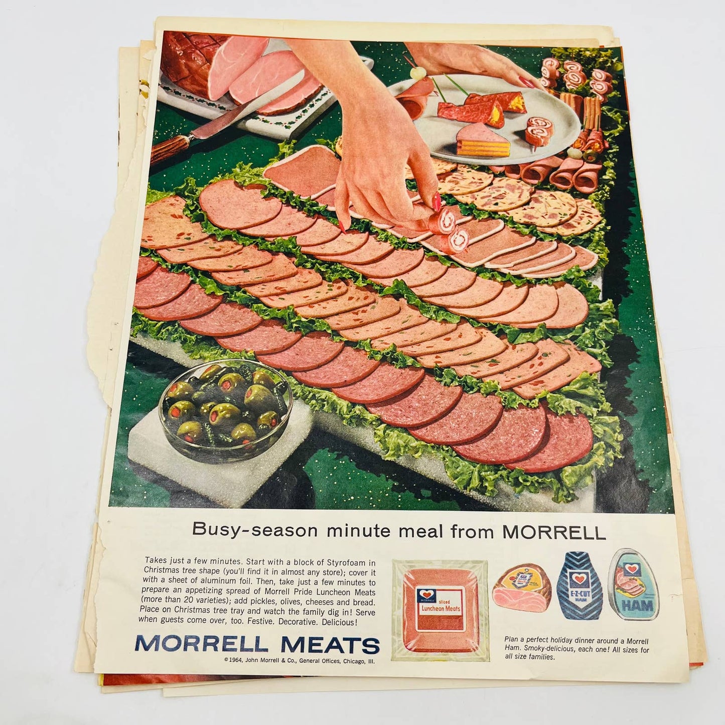 1940-60 Set of 8 Processed Meat Related Original Print Ads TA8