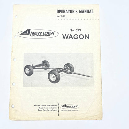 Original 1968 New Idea Operator's Manual W-83 No. 633 Wagon TB9