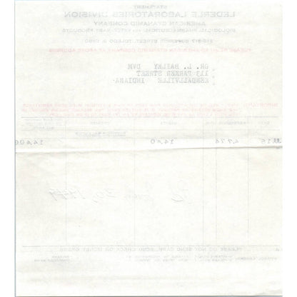 1916 Lederle Laboratories Division American Cyanamid Company Invoice AD8