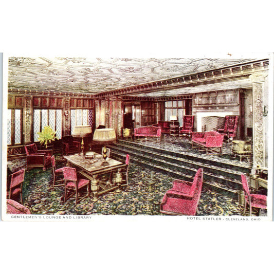 Antique Postcard Gentleman's Lounge Hotel Statler Cleveland OH TD8-O2