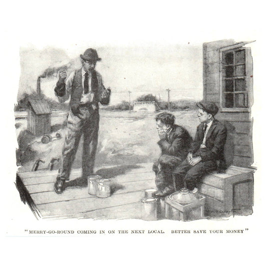 Merry Go Round Comin' in on the Next Local - 1921 Original Illustration TJ7-S