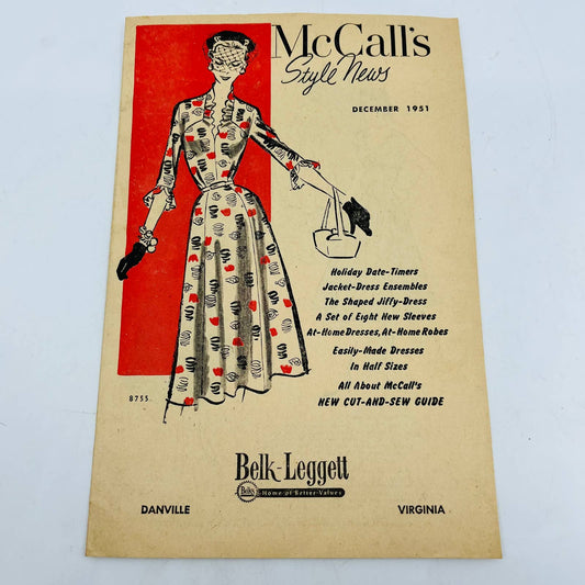 1951 Belk-Leggett McCalls Fashion News Christmas Outfit Sewing Patterns C8