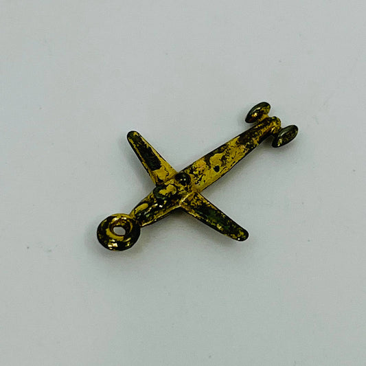 Vintage Airplane Gold Tone Pendant Charm SB9