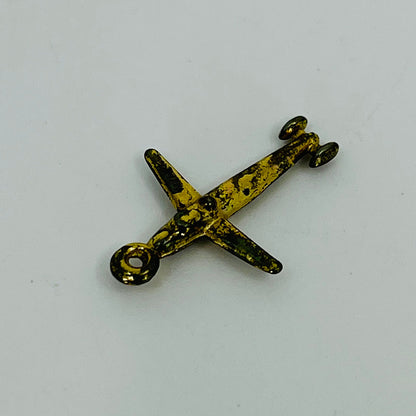 Vintage Airplane Gold Tone Pendant Charm SF4