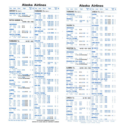 1984 Alaska Airlines System Timetable Travel Brochure SE4