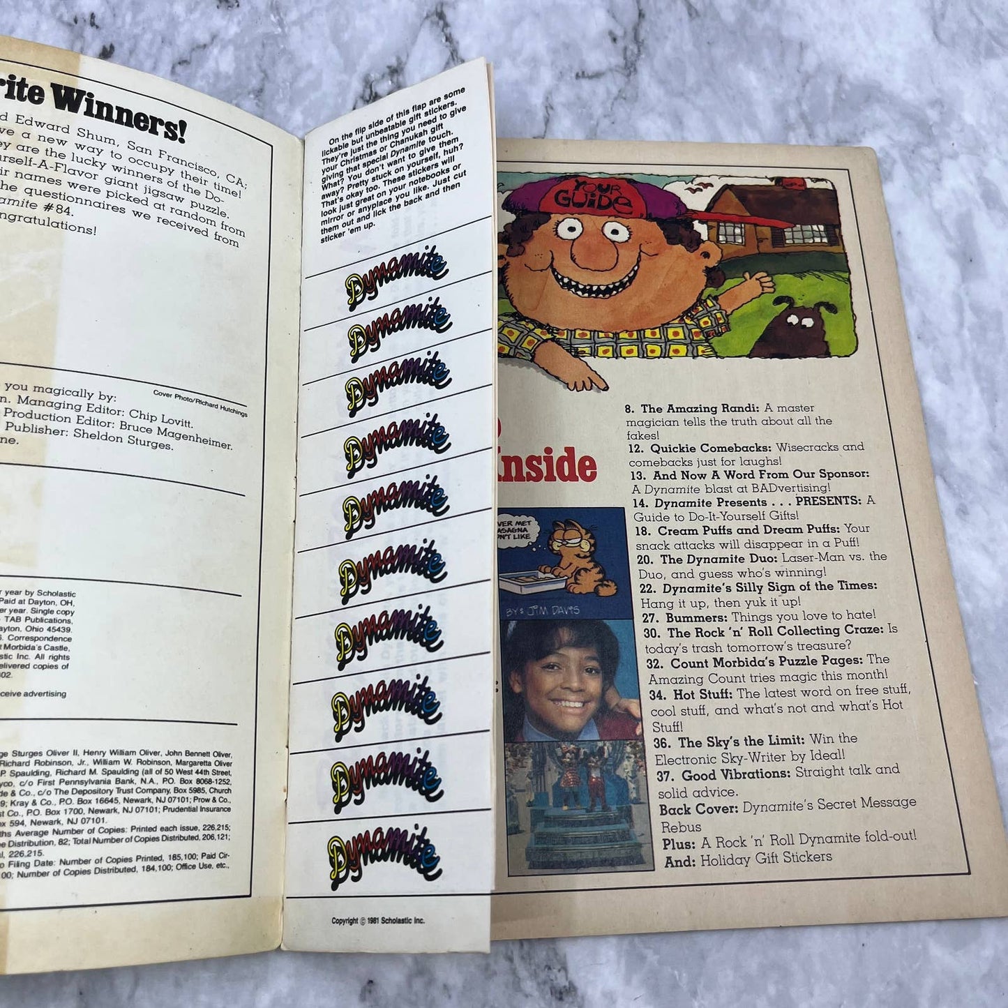 Amazing Randi magician Facts of Life Garfield DYNAMITE 1981 Nov Magazine TJ4