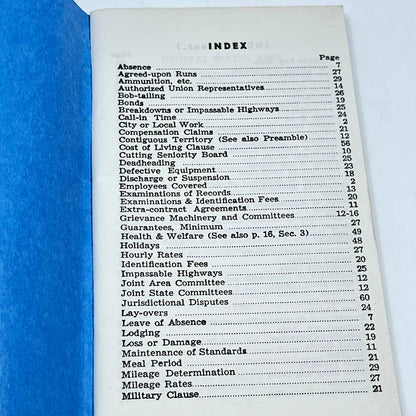 1958 Central States Area Over-The-Road Motor Freight Agreement Booklet TF9