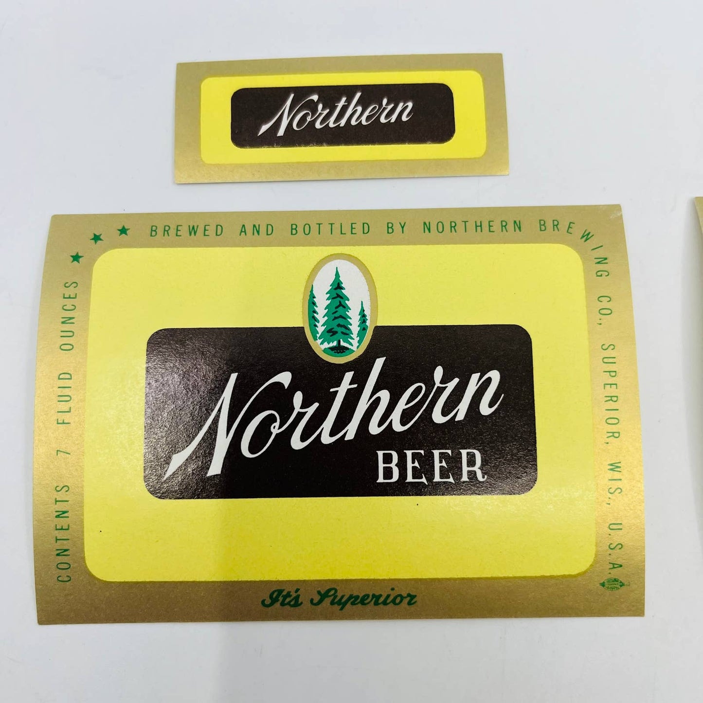Unused Northern Brewery BEER Lot of 2x Labels + Necks Superior Wisconsin WI SB8