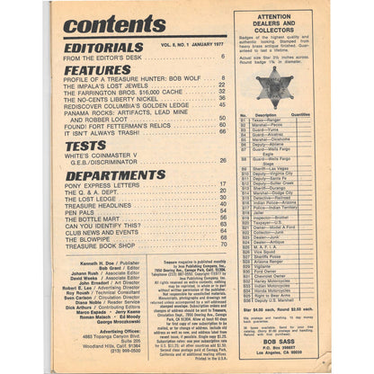 Treasure Magazine - Treasure Hunting Metal Detecting Jan 1977 M3