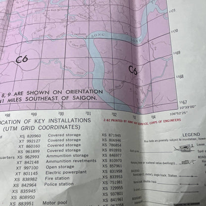 1962 Tactical Commanders' Terrain Analysis SAIGON Area Terrain Analysis Map TF5