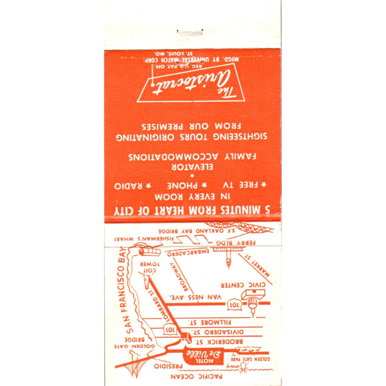 Motel De Ville San Francisco Advertising Matchbook Cover MM9-6
