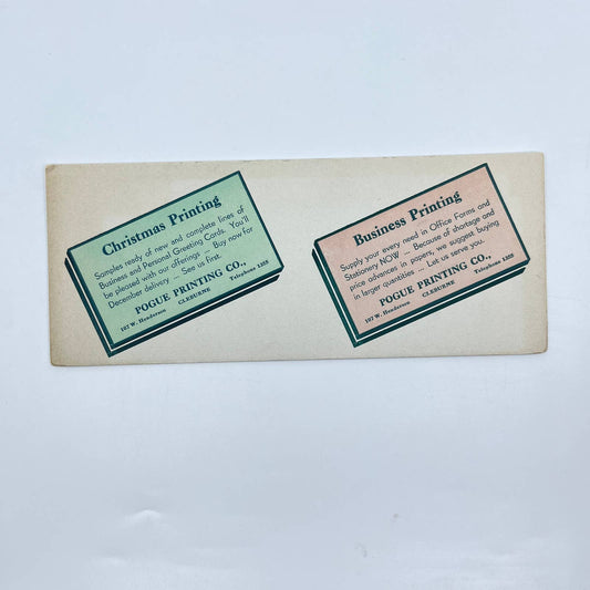 1930s Blotter Card Pogue Printing Company Christmas Cleburne Texas SC8