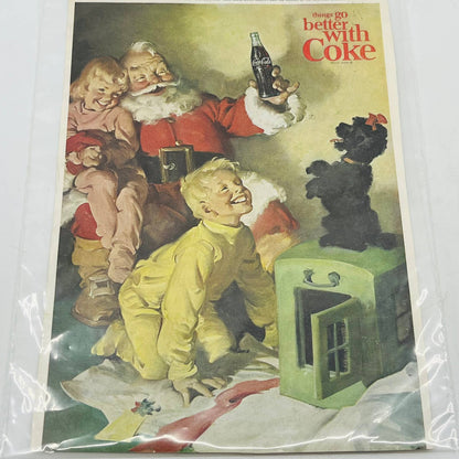 Vintage 1964 Coke Coca Cola Ad Santa & Kids Watching TV Scotty Dog 6x9 C7