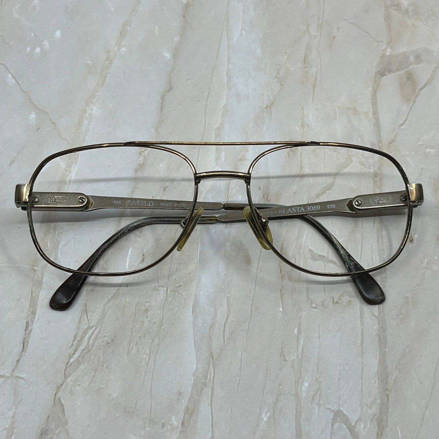 Safilo Elasta 3069 Italy Gold Tone Men’s Aviator Eyeglasses Frames TK2-G1-1