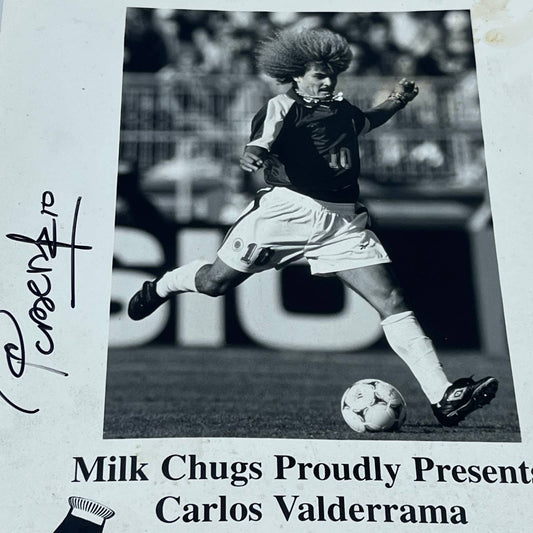 Milk Chugs Carlos Valderrama Soccer Player Autographed Photo AA6