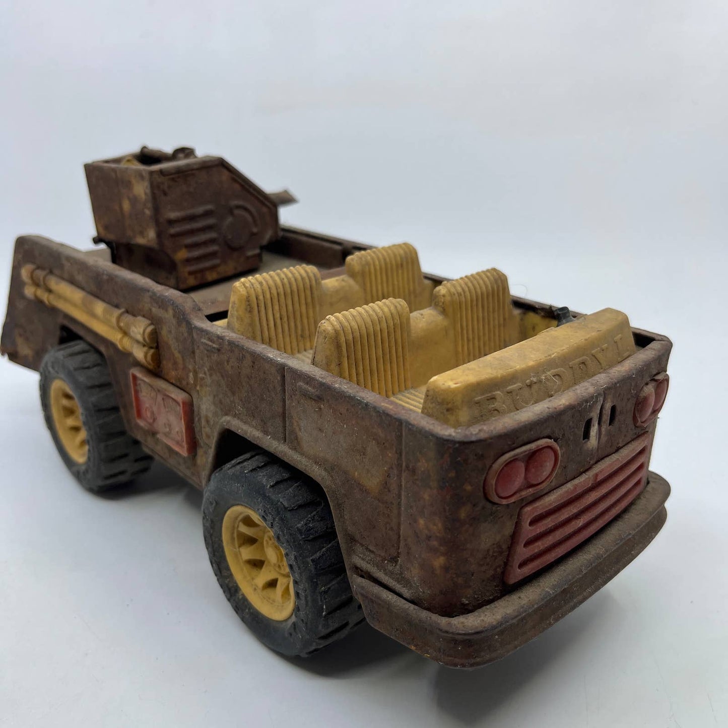 Vintage Buddy L Truck Army Vehicle Fire Truck 11” Japan TI2