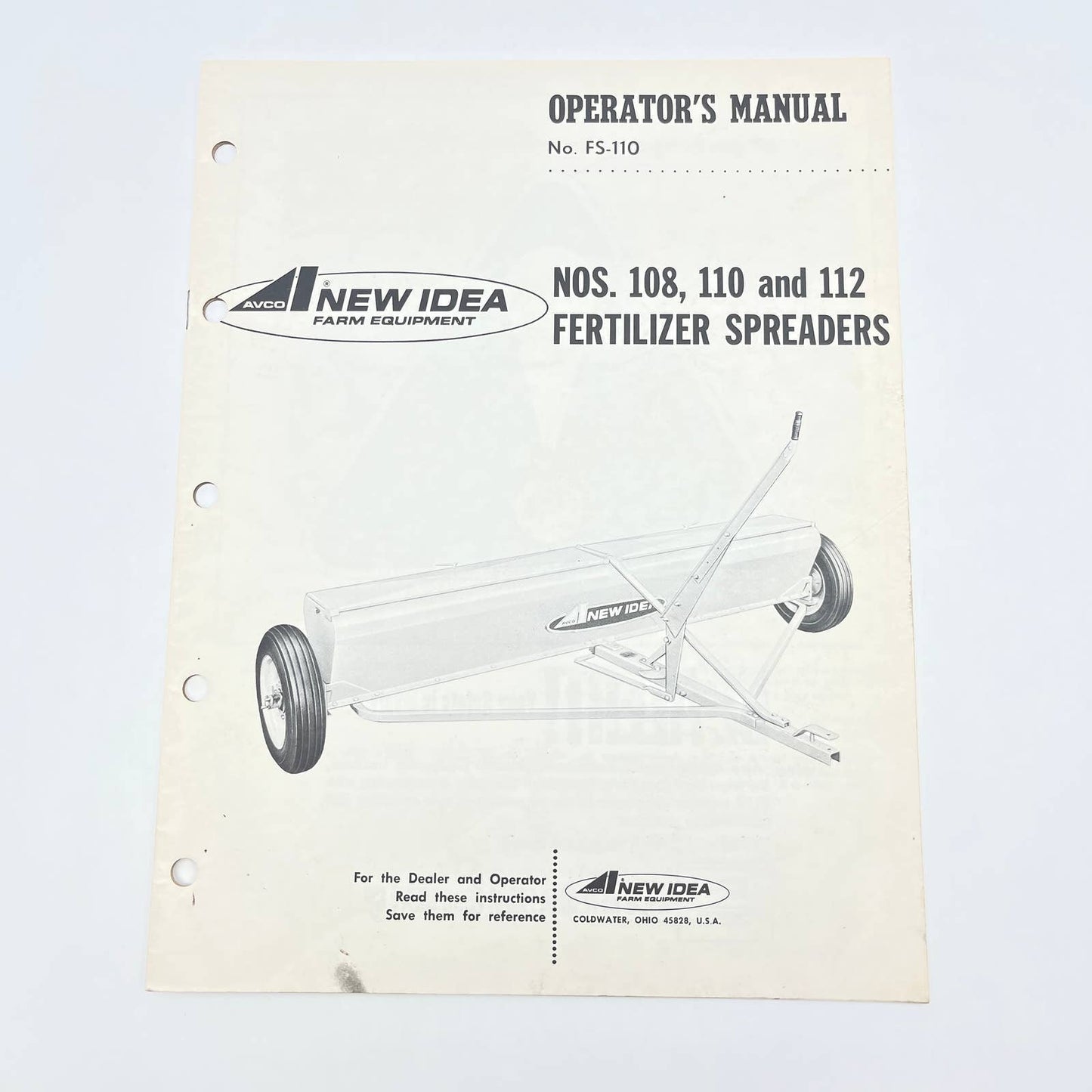 Original 1968 New Idea Manual 108 110 112 Fertilizer Spreaders TB9