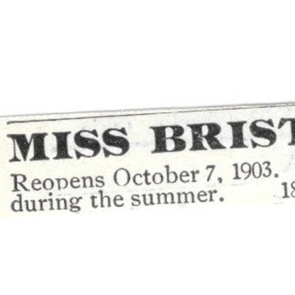 Miss Bristol's School for Girls Washington DC - 1903 Original Ad TJ8-7-1