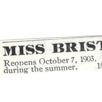 Miss Bristol's School for Girls Washington DC - 1903 Original Ad AK5-S35