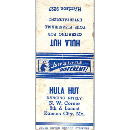 Hula Hut Dancing Nitely Kansas City MO Advertising Matchbook Cover SA9-M6