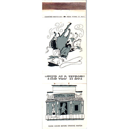 The Old West General Store Cowboy Cartoon Advertising Matchbook Cover MM9-8