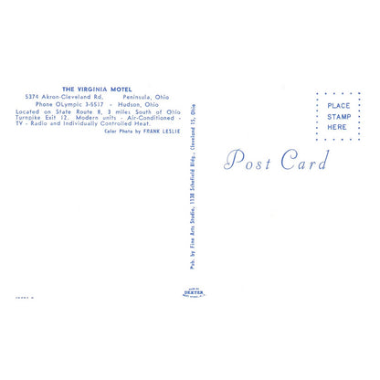 Vintage Postcard - The Virginia Motel Peninsula Ohio TJ7-1