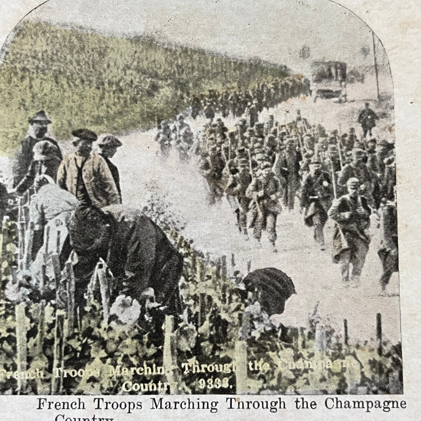 French Troops Marching Through Champagne Country Antique Stereoview Card H2-3