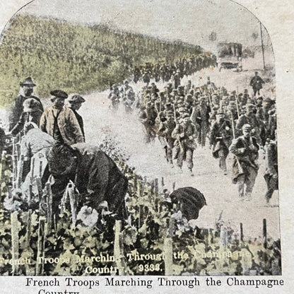 French Troops Marching Through Champagne Country Antique Stereoview Card H2-3