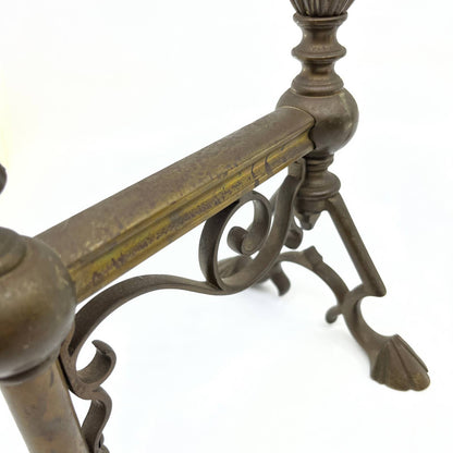 Antique 19th Century Victorian Brass Fire Dogs Andirons Reeded Finials Set TC7