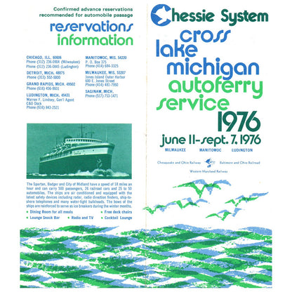 1976 Chessie System Railway Cross Lake Michigan Autoferry Service Brochure SE4
