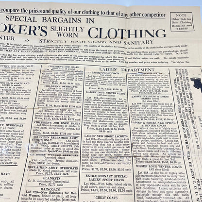 c1920 Schochet’s Clothing Exchange Pawnbroker Fold Out Price List Ad NYC NY AA8