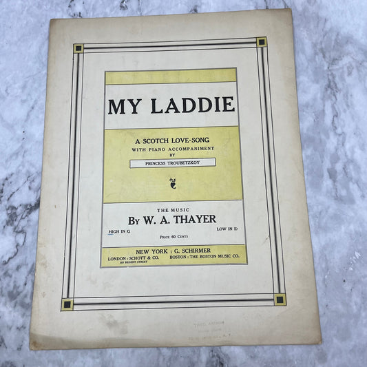 My Laddie - A Scotch Love Song 1906 Sheet Music Large Format W.A. Thayer V39-3