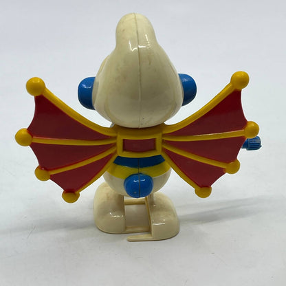 1982 Smurfs Wind Up Peyo Hang Glider Smurf 3" Figure Galoob WORKS TH9
