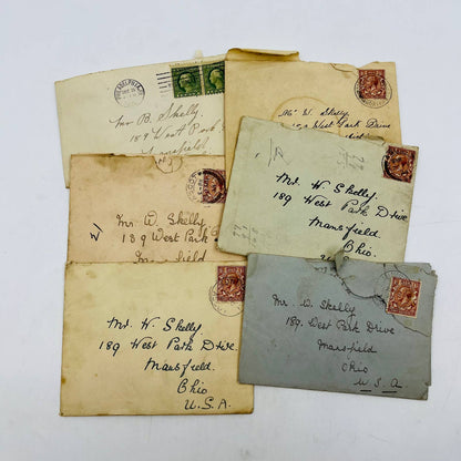 1924 Lot of 6 Handwritten Letters Mr W Shelly West Park Drive Mansfield OH EA4