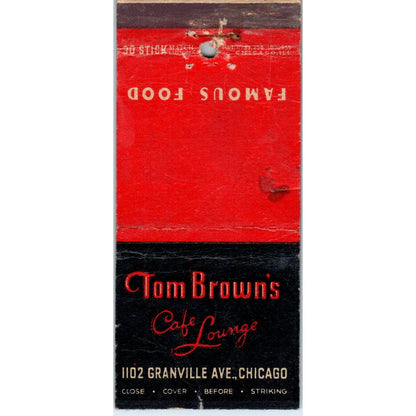 Tom Brown's Cafe Lounge Chicago IL Advertising Matchbook Cover SA1-M10